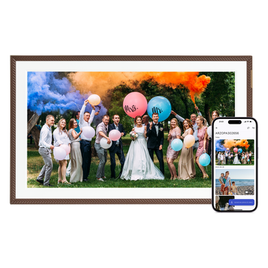 ARZOPA D15 15.6” WiFi Digital Photo Frame| Elegant Brown&Anti-Glare