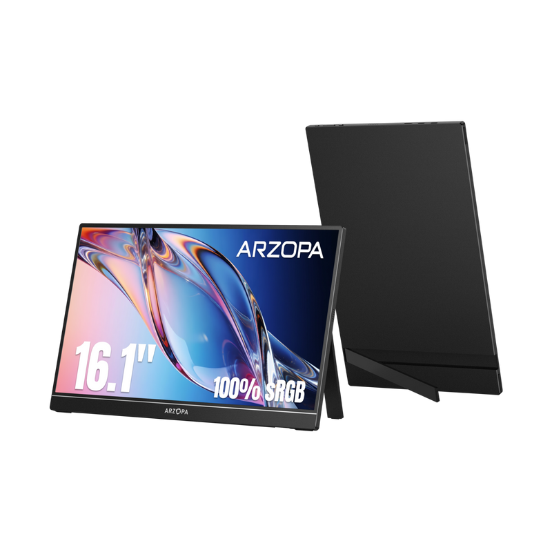 Arzopa Z1C 16.1" FHD 100%sRGB Portable Monitor Kickstand Black