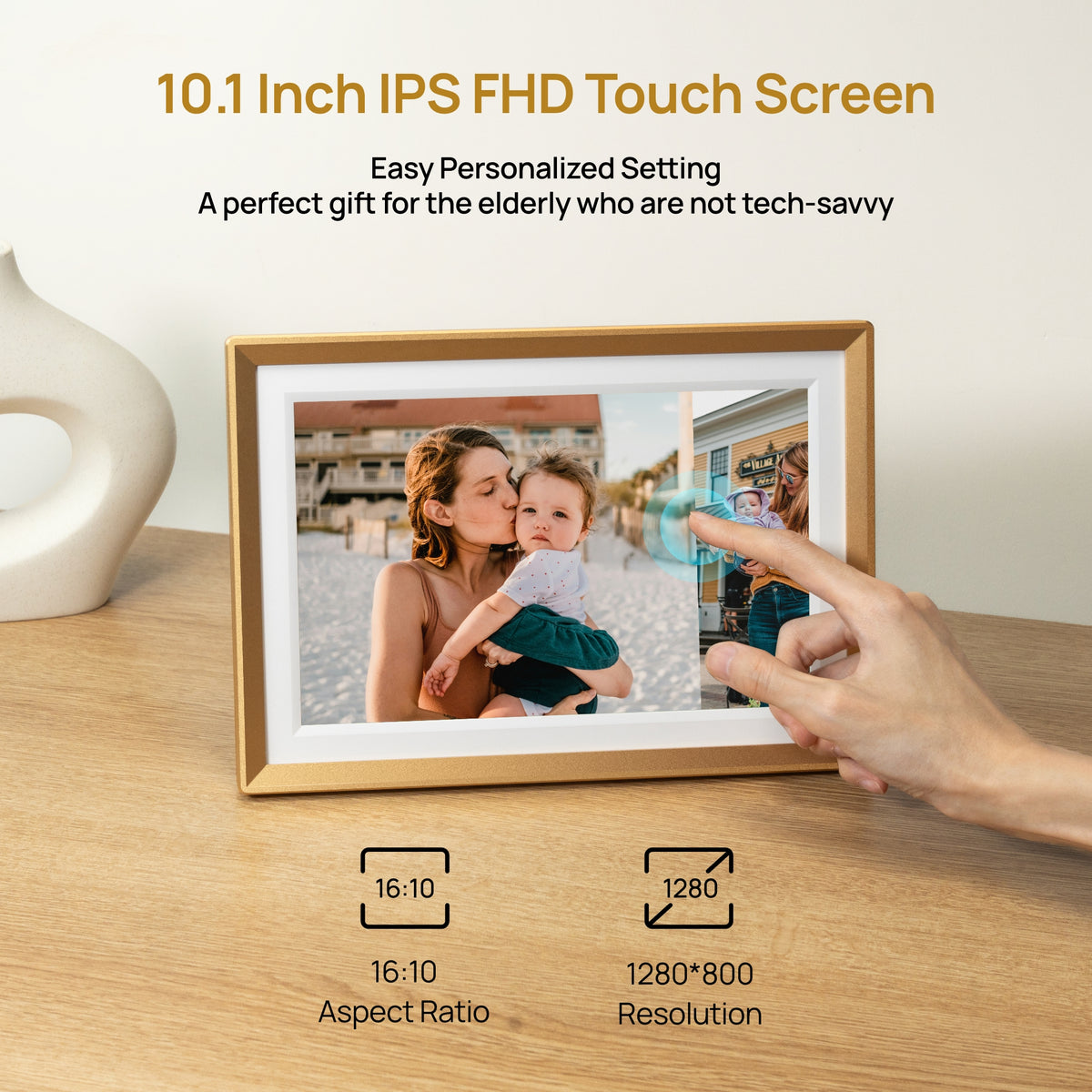 Arzopa D10 Champagne Gold | 10.1" Digital Photo Frame