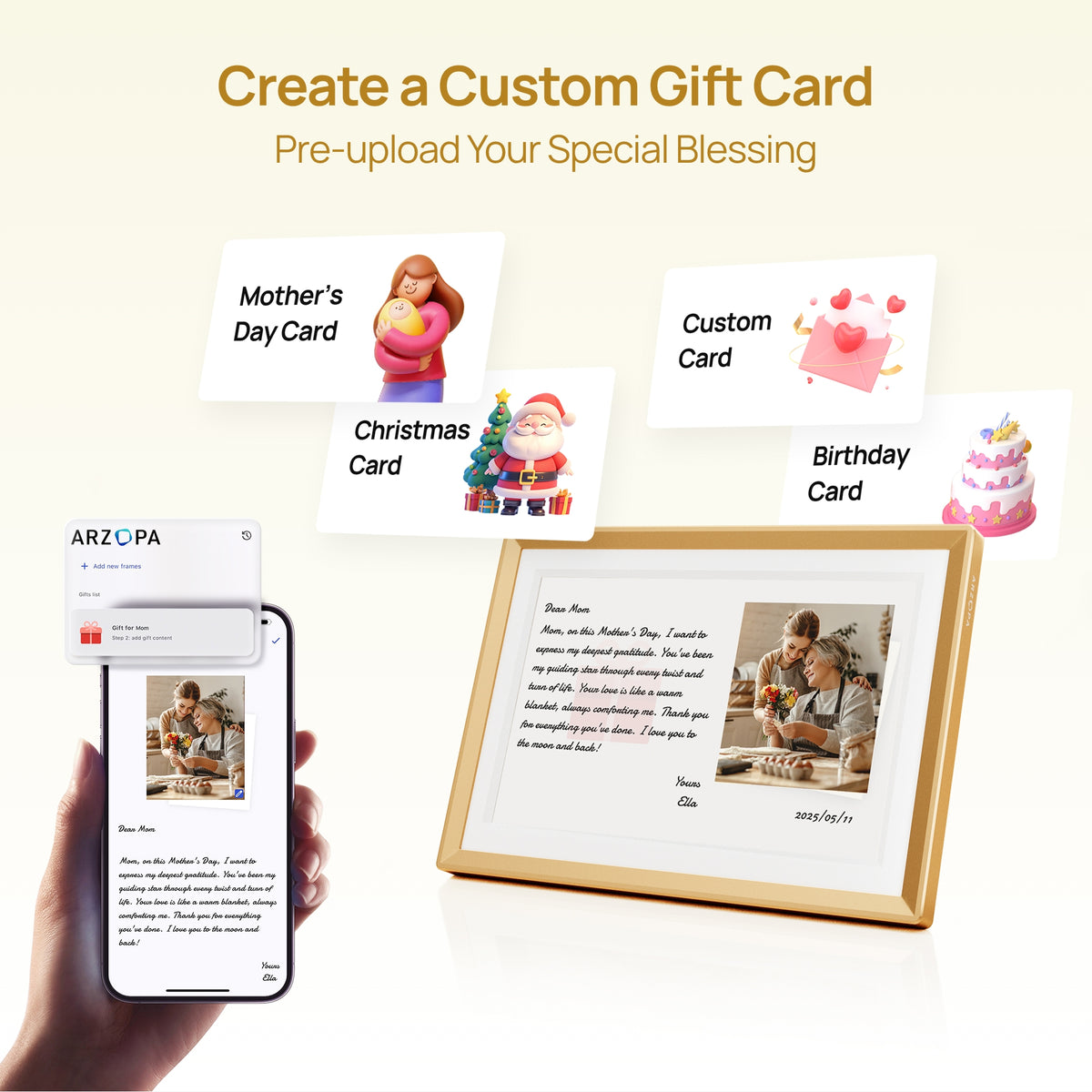 Arzopa D10 Champagne Gold | 10.1" Digital Photo Frame